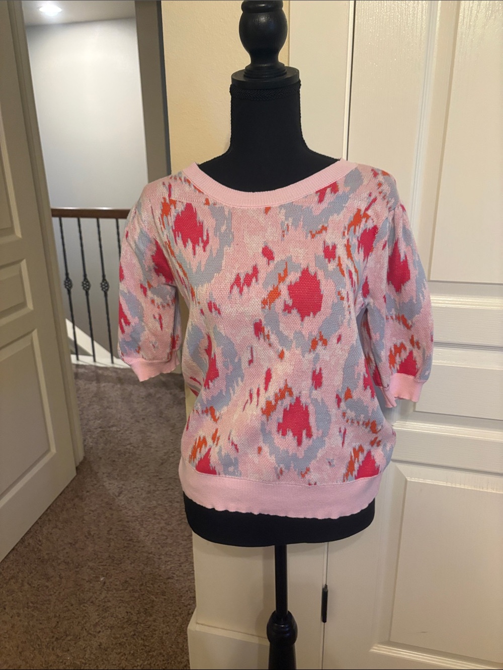 Fate Pink Multicolor Abstract Knit Top